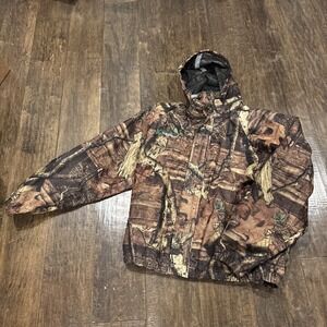 Frogg Toggs Men's Medium All Sports~ Mossy Oak Breakup~Rain Jacket W/Hood~Camo